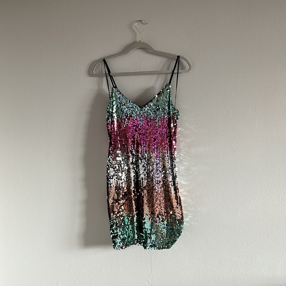 express rainbow sequin dress Express Sequin Tank Dress